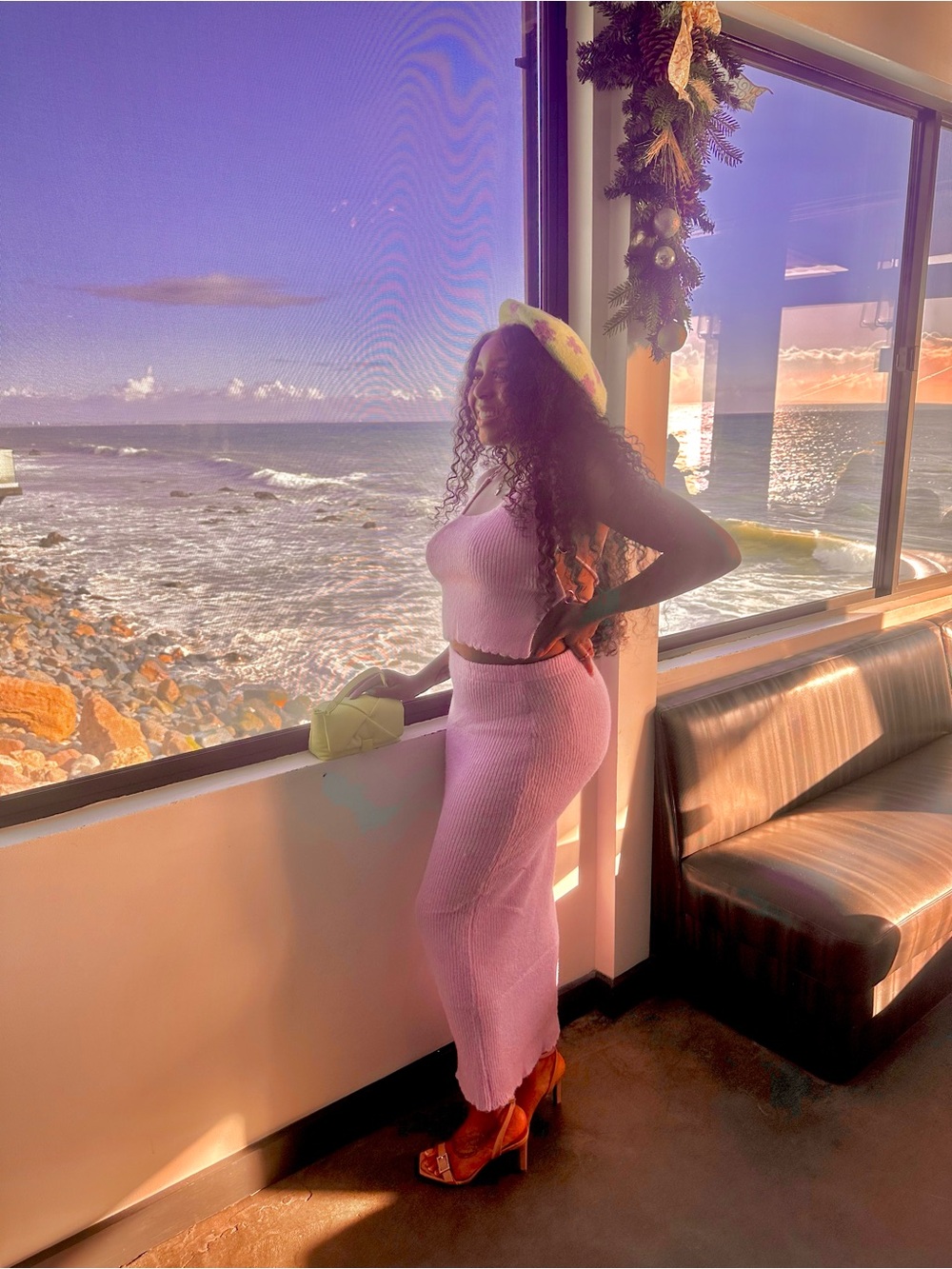 Finesse Lavender Ribbed Knit Crop Top & Maxi Skirt Set
